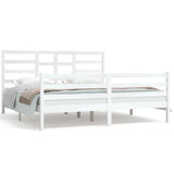 Cadre de lit sans matelas blanc bois massif 180x200 cm