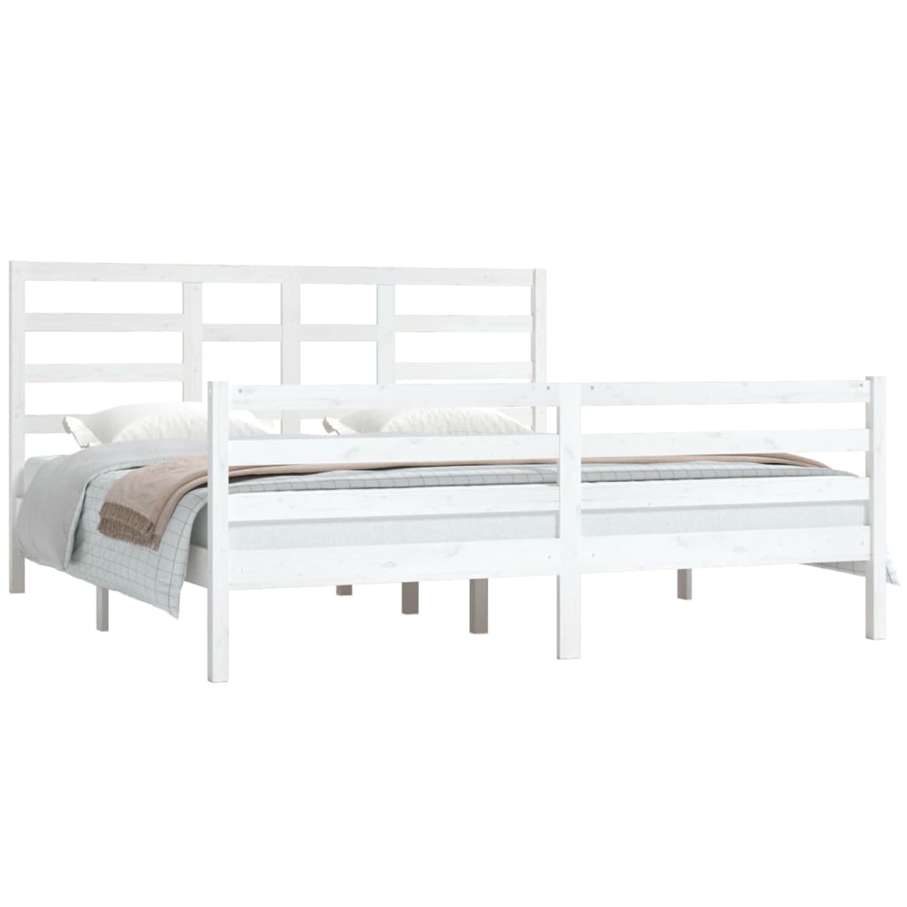 Cadre de lit sans matelas blanc bois massif 180x200 cm