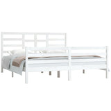 Cadre de lit sans matelas blanc bois massif 180x200 cm