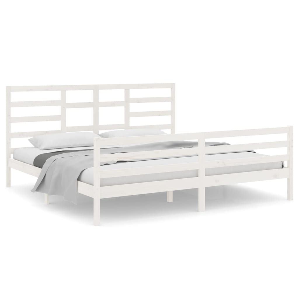 Cadre de lit sans matelas blanc bois massif 200x200 cm