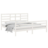 Cadre de lit sans matelas blanc bois massif 200x200 cm