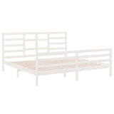 Cadre de lit sans matelas blanc bois massif 200x200 cm