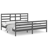 Cadre de lit sans matelas bois massif gris 200x200 cm