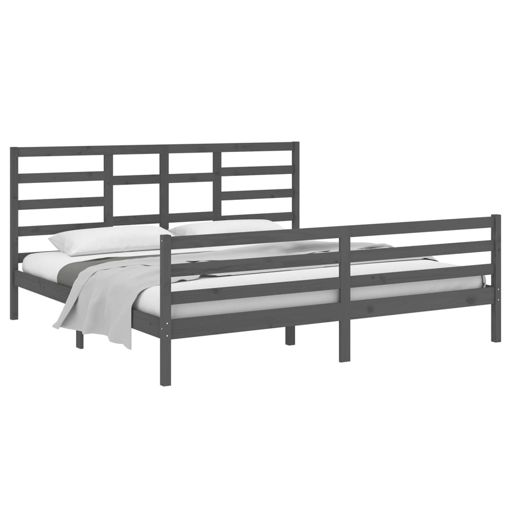 Cadre de lit sans matelas bois massif gris 200x200 cm