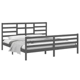 Cadre de lit sans matelas bois massif gris 200x200 cm