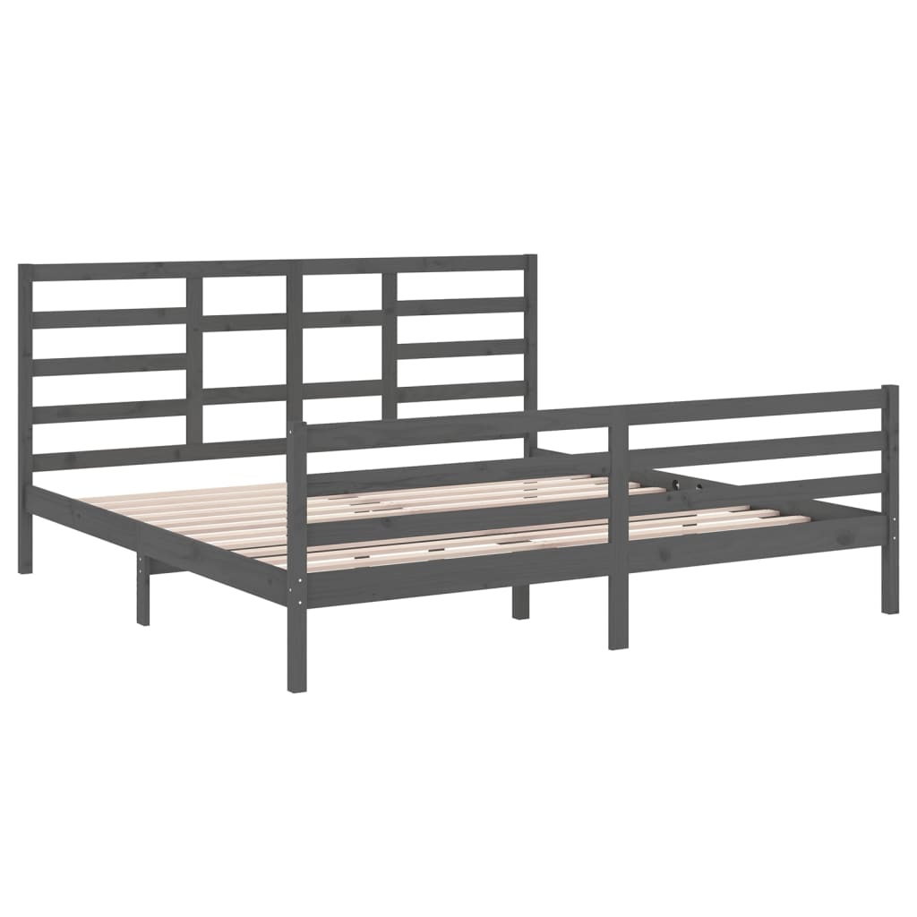 Cadre de lit sans matelas bois massif gris 200x200 cm