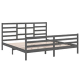 Cadre de lit sans matelas bois massif gris 200x200 cm