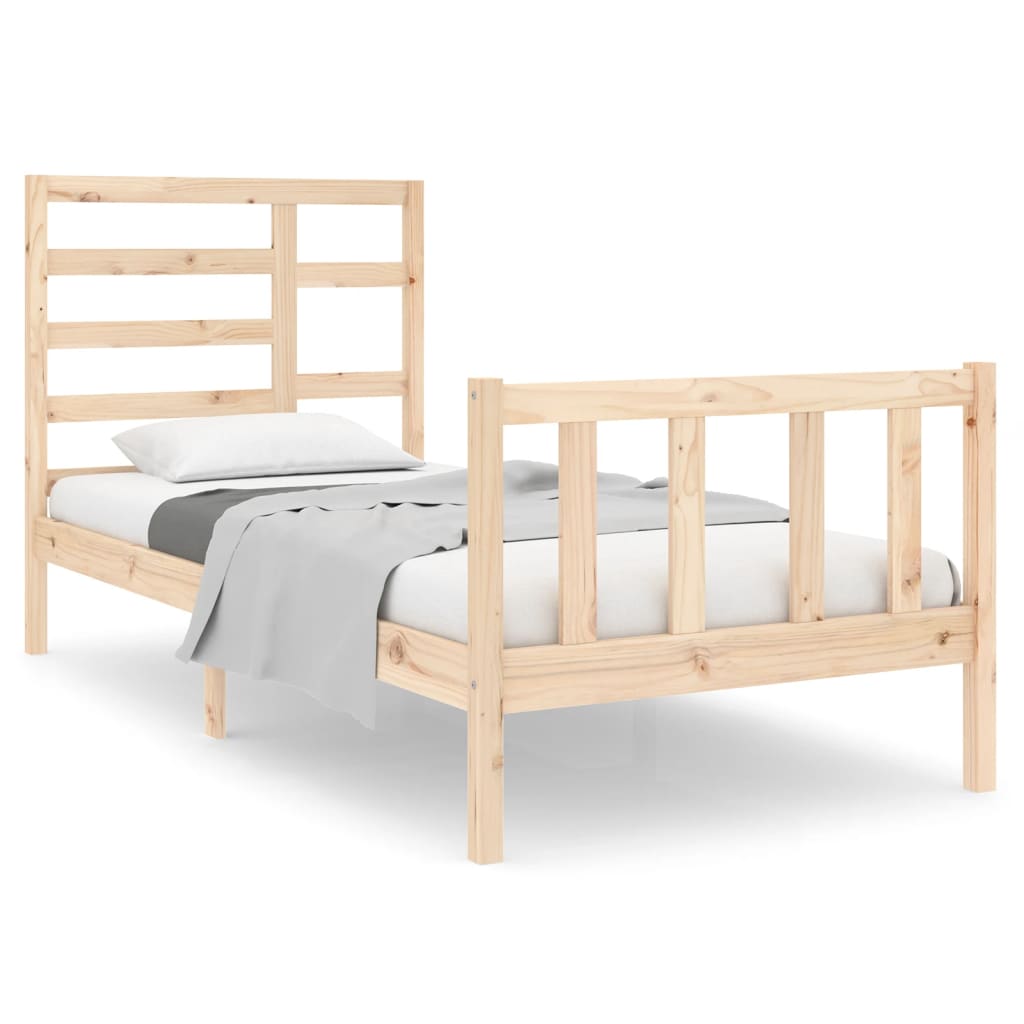 Cadre de lit sans matelas bois massif 75x190 cm