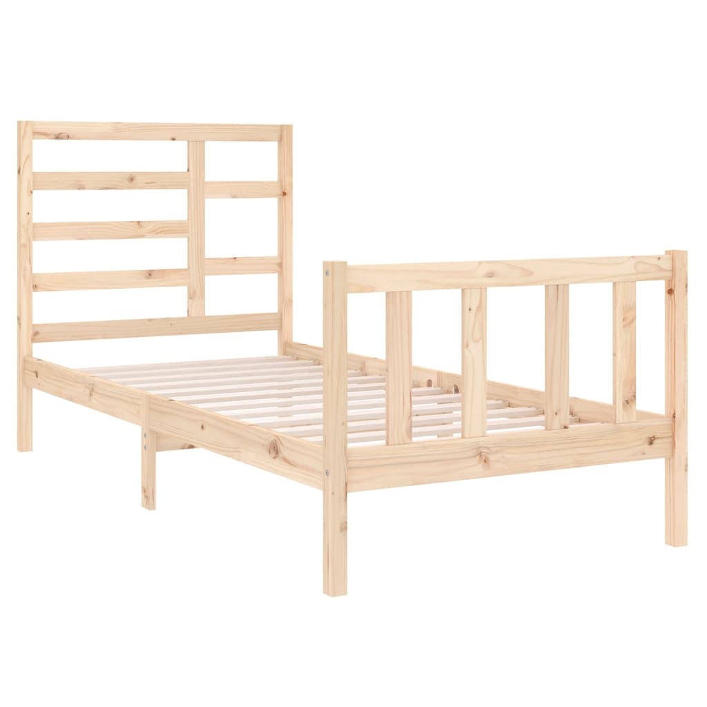 Cadre de lit sans matelas bois massif 75x190 cm