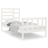 Cadre de lit sans matelas blanc bois massif 75x190 cm