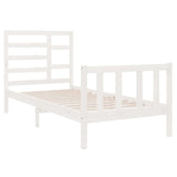 Cadre de lit sans matelas blanc bois massif 75x190 cm