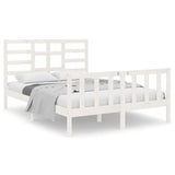 Cadre de lit sans matelas blanc bois massif 120x190 cm