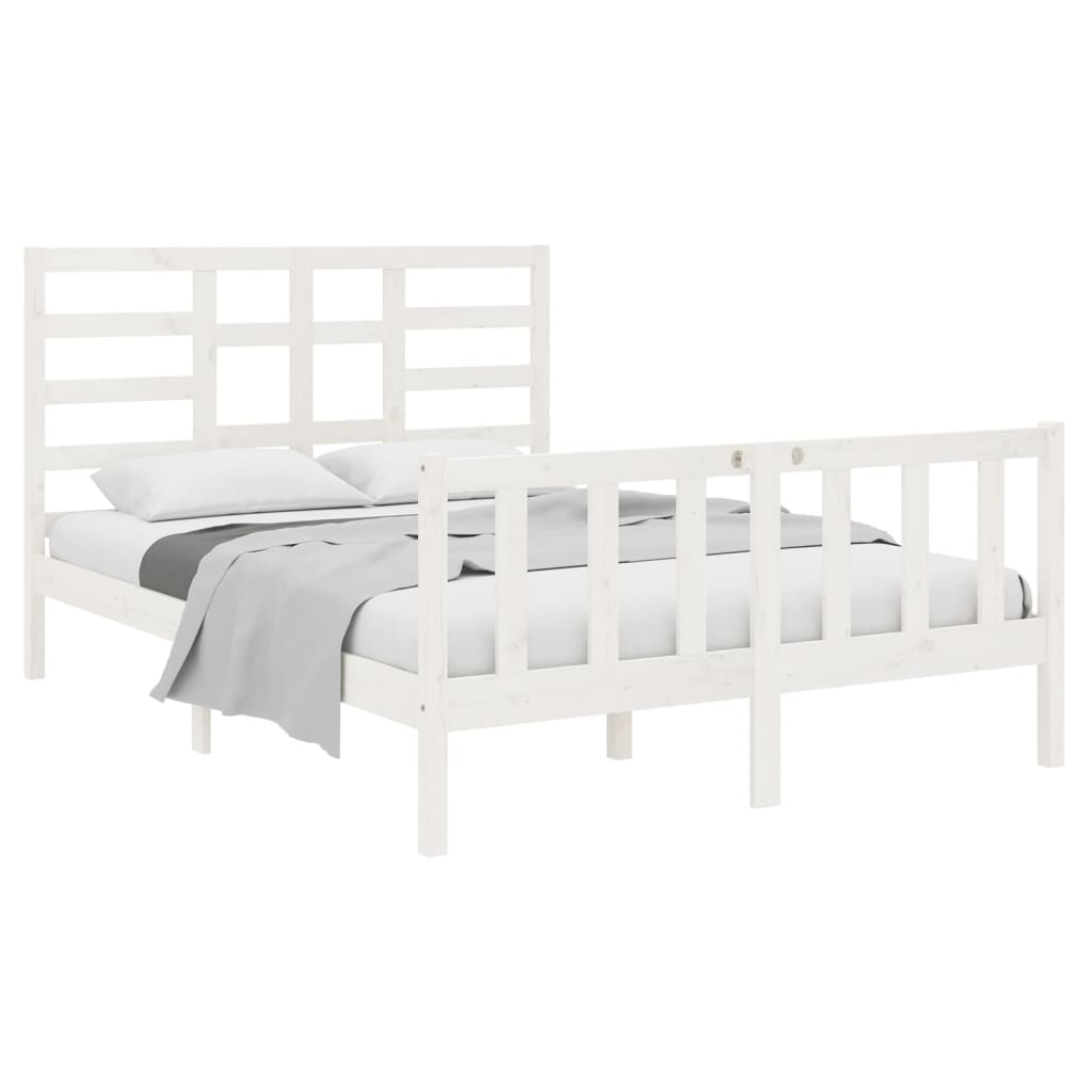 Cadre de lit sans matelas blanc bois massif 120x190 cm