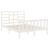 Cadre de lit sans matelas blanc bois massif 120x190 cm