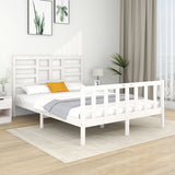 Cadre de lit sans matelas blanc bois massif 120x190 cm