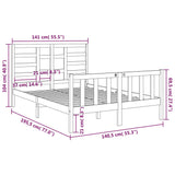 Cadre de lit sans matelas bois massif 135x190 cm