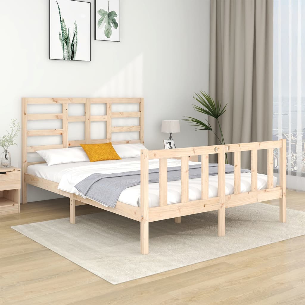 Cadre de lit sans matelas bois massif 135x190 cm