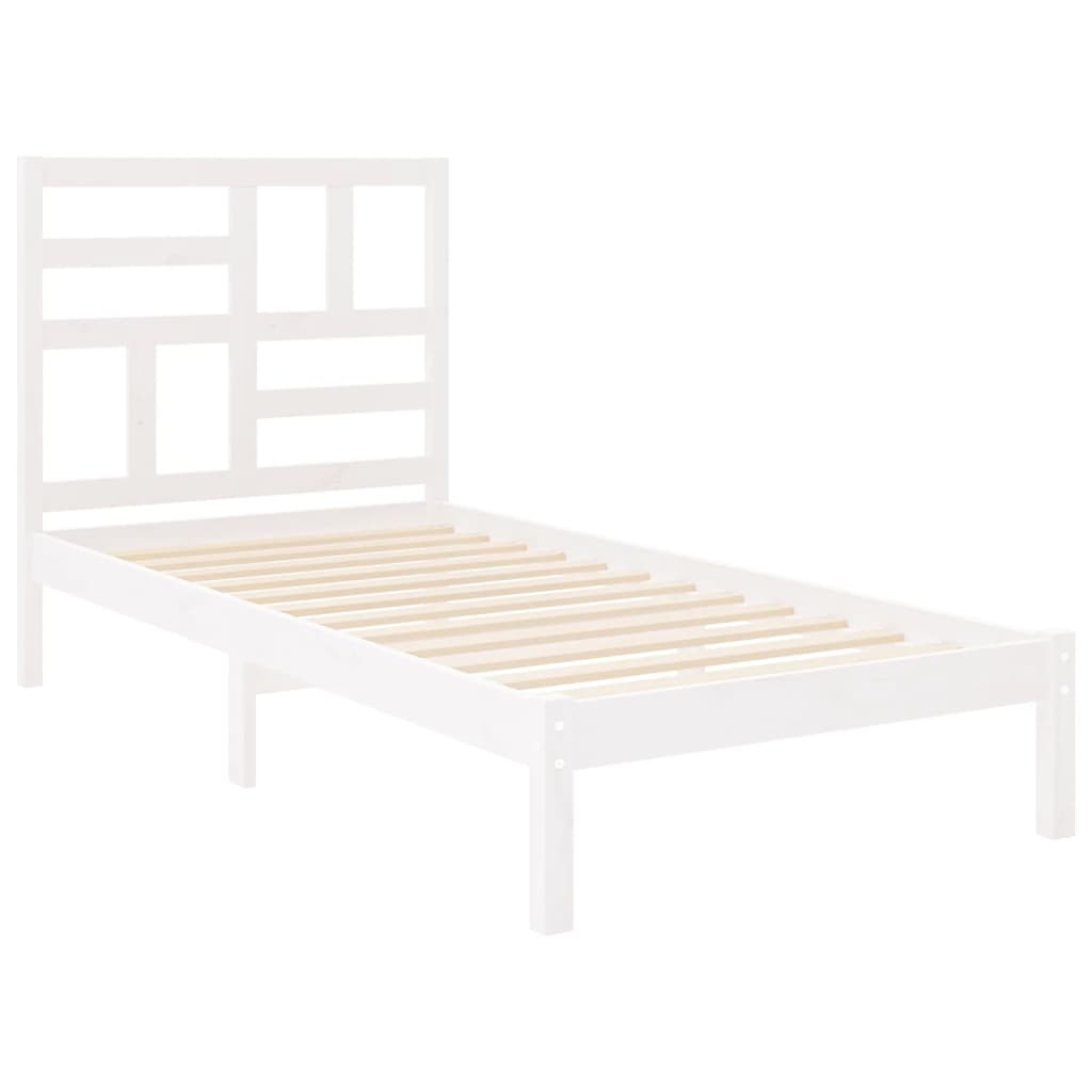 Cadre de lit sans matelas blanc bois massif 75x190 cm