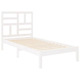 Cadre de lit sans matelas blanc bois massif 75x190 cm