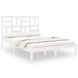 Cadre de lit sans matelas blanc bois massif 120x190 cm