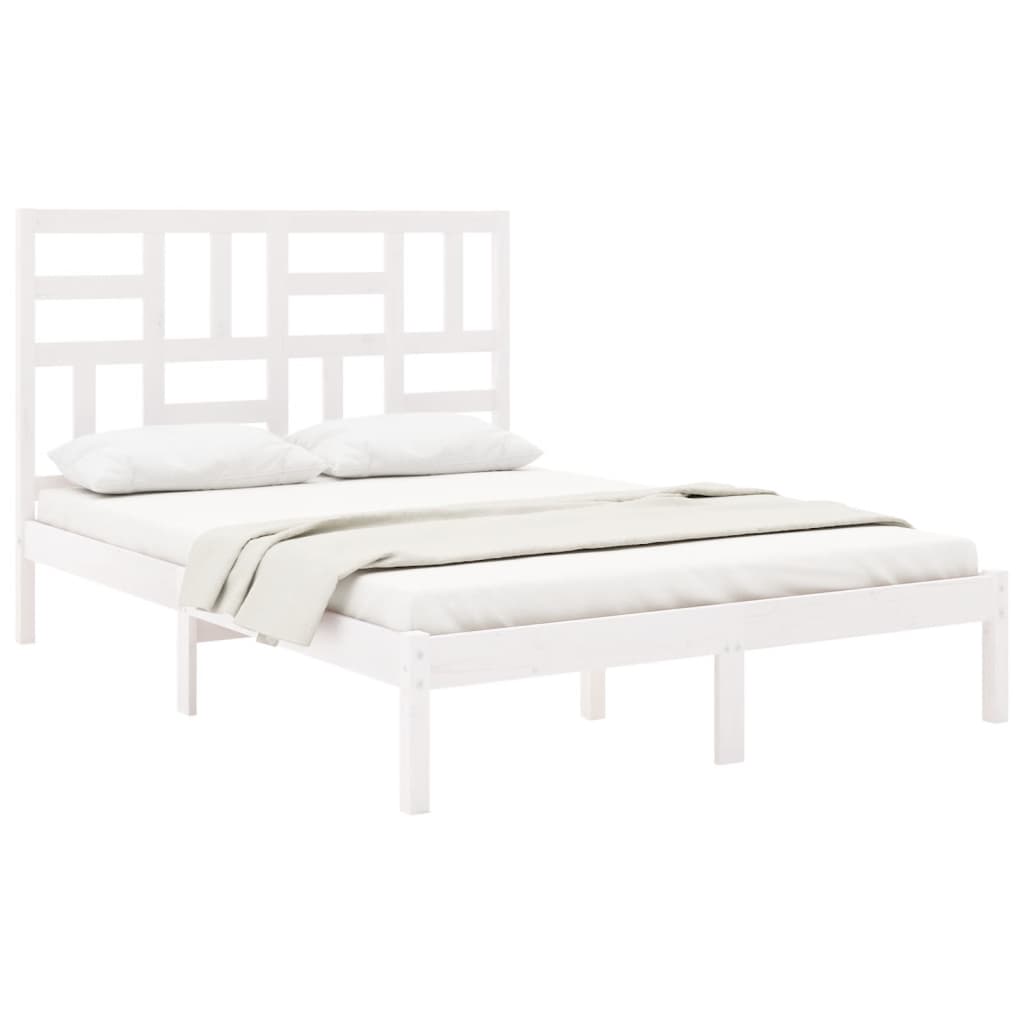 Cadre de lit sans matelas blanc bois massif 120x190 cm