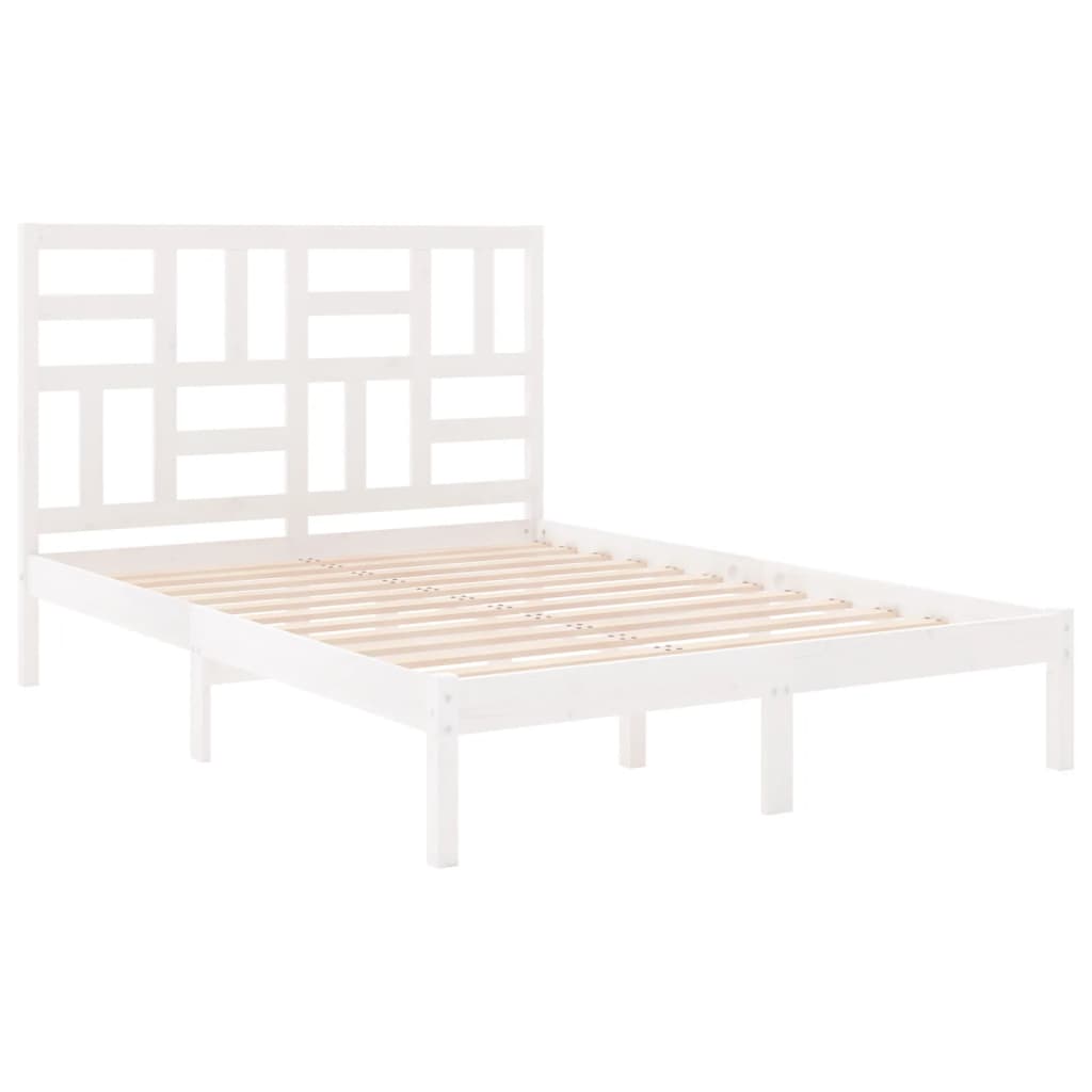 Cadre de lit sans matelas blanc bois massif 120x190 cm