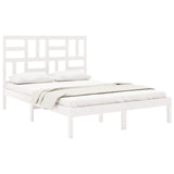 Cadre de lit sans matelas blanc bois massif 135x190 cm