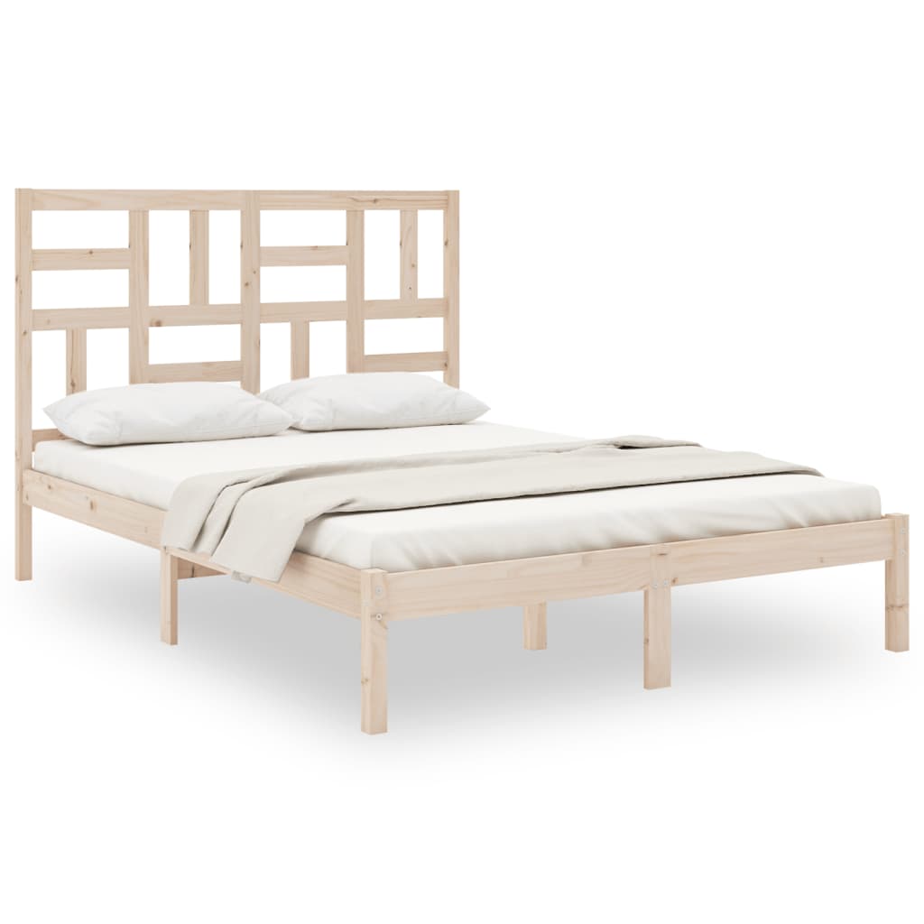 Cadre de lit sans matelas bois massif 140x190 cm