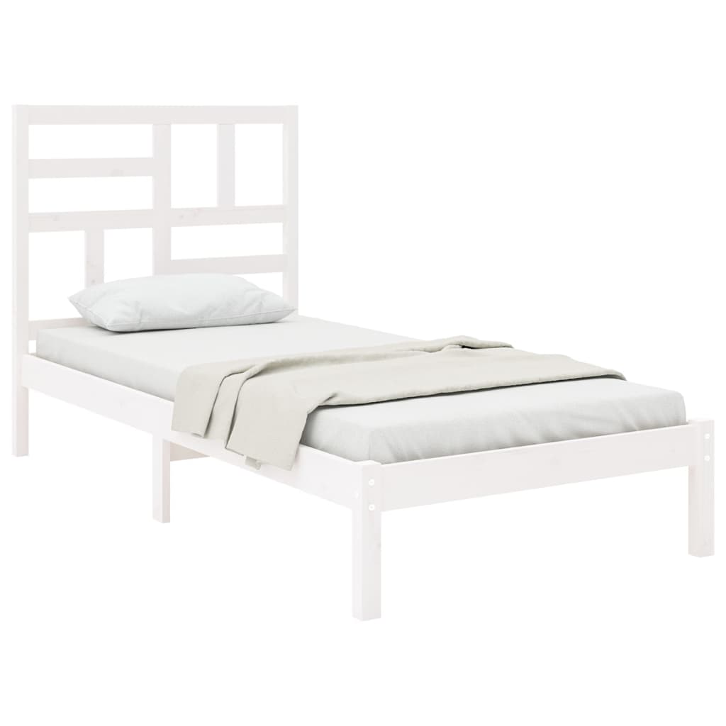 Cadre de lit sans matelas blanc bois massif 90x200 cm