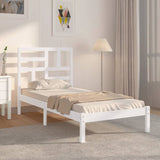 Cadre de lit sans matelas blanc bois massif 90x200 cm