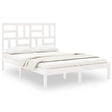 Cadre de lit sans matelas blanc bois massif 150x200 cm