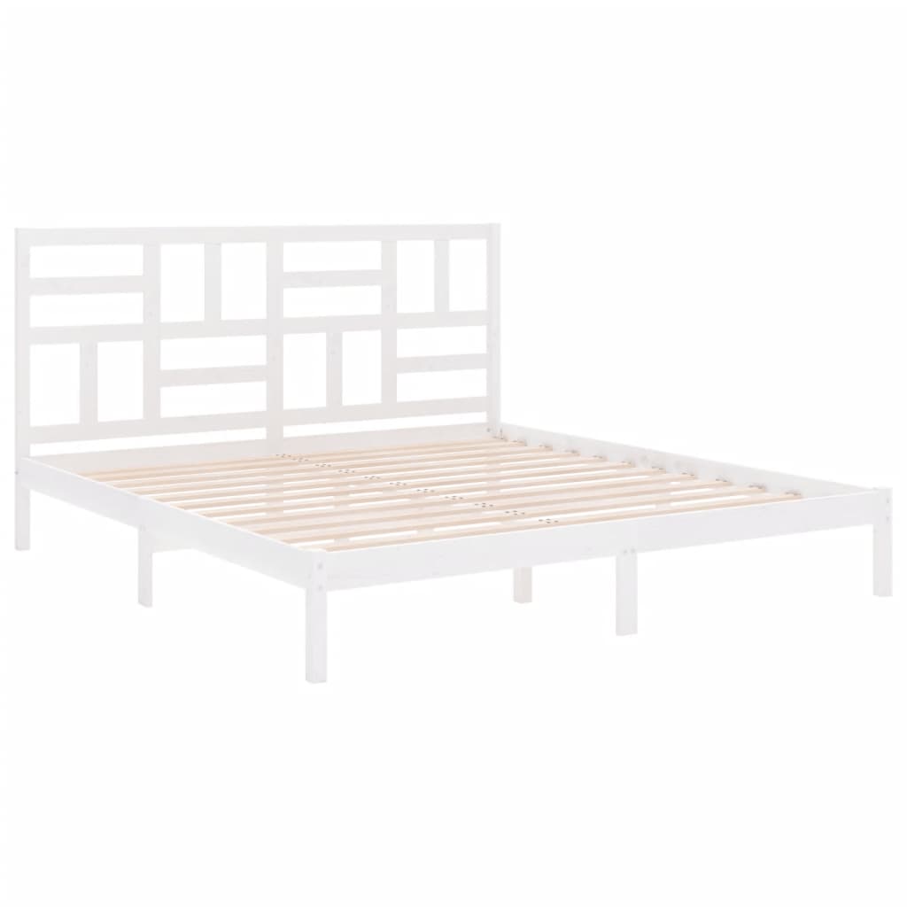 Cadre de lit sans matelas blanc bois massif 200x200 cm