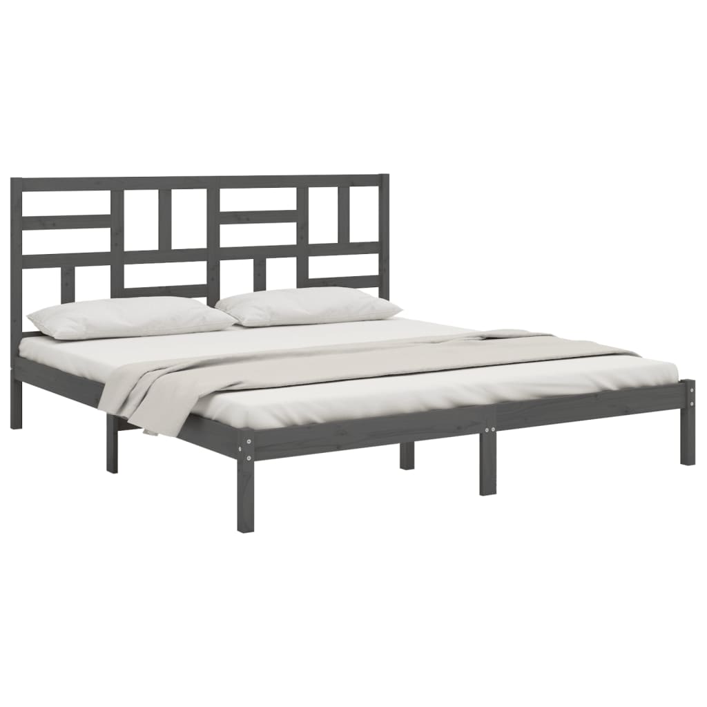 Cadre de lit sans matelas bois massif gris 200x200 cm