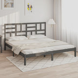 Cadre de lit sans matelas bois massif gris 200x200 cm