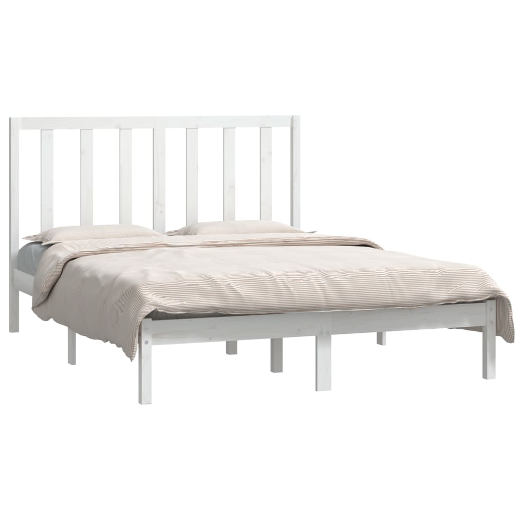 Cadre de lit sans matelas blanc 140x190 cm bois de pin massif