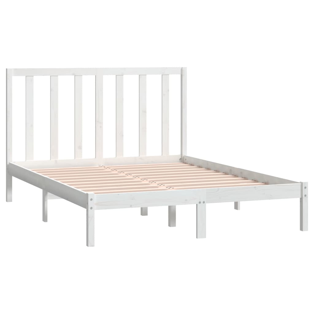 Cadre de lit sans matelas blanc 140x190 cm bois de pin massif