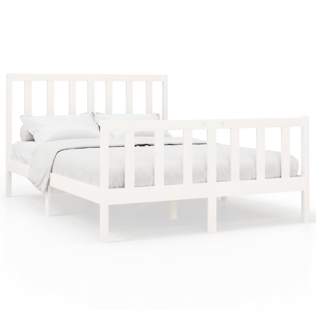 Cadre de lit sans matelas blanc 140x190 cm bois de pin massif