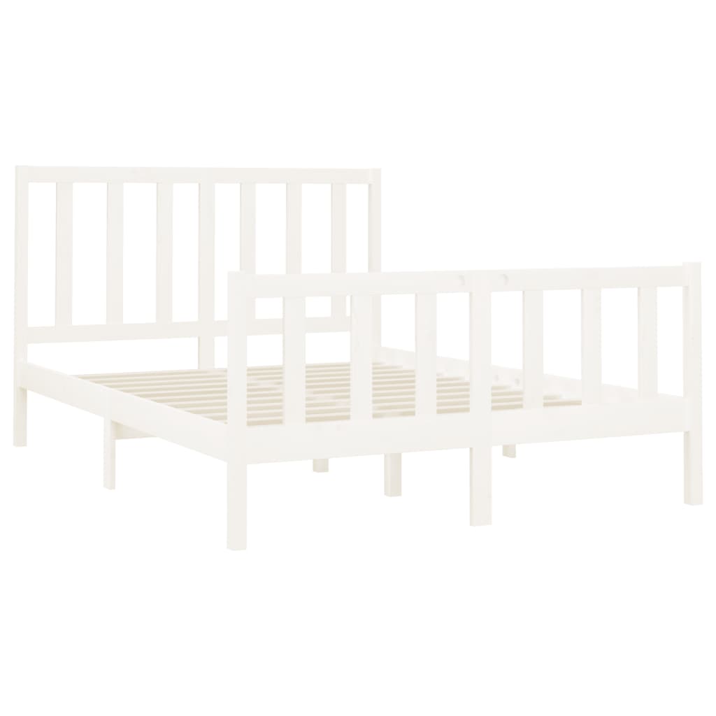 Cadre de lit sans matelas blanc 140x190 cm bois de pin massif