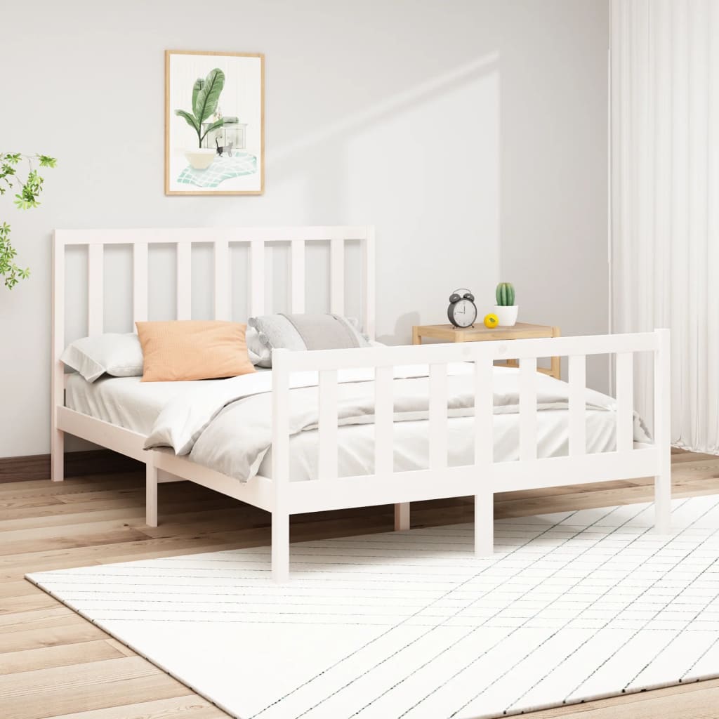 Cadre de lit sans matelas blanc 140x190 cm bois de pin massif