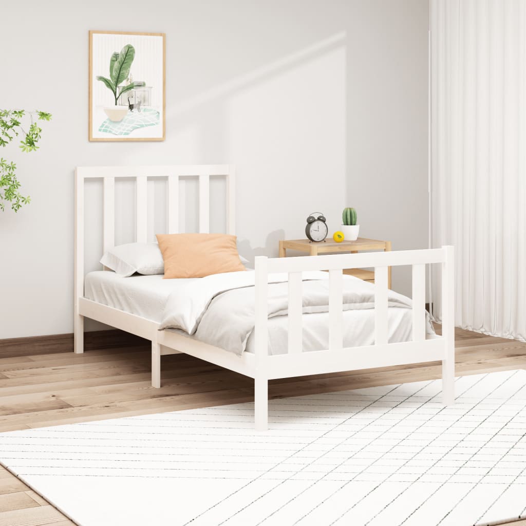 Cadre de lit sans matelas blanc 90x200 cm bois de pin massif