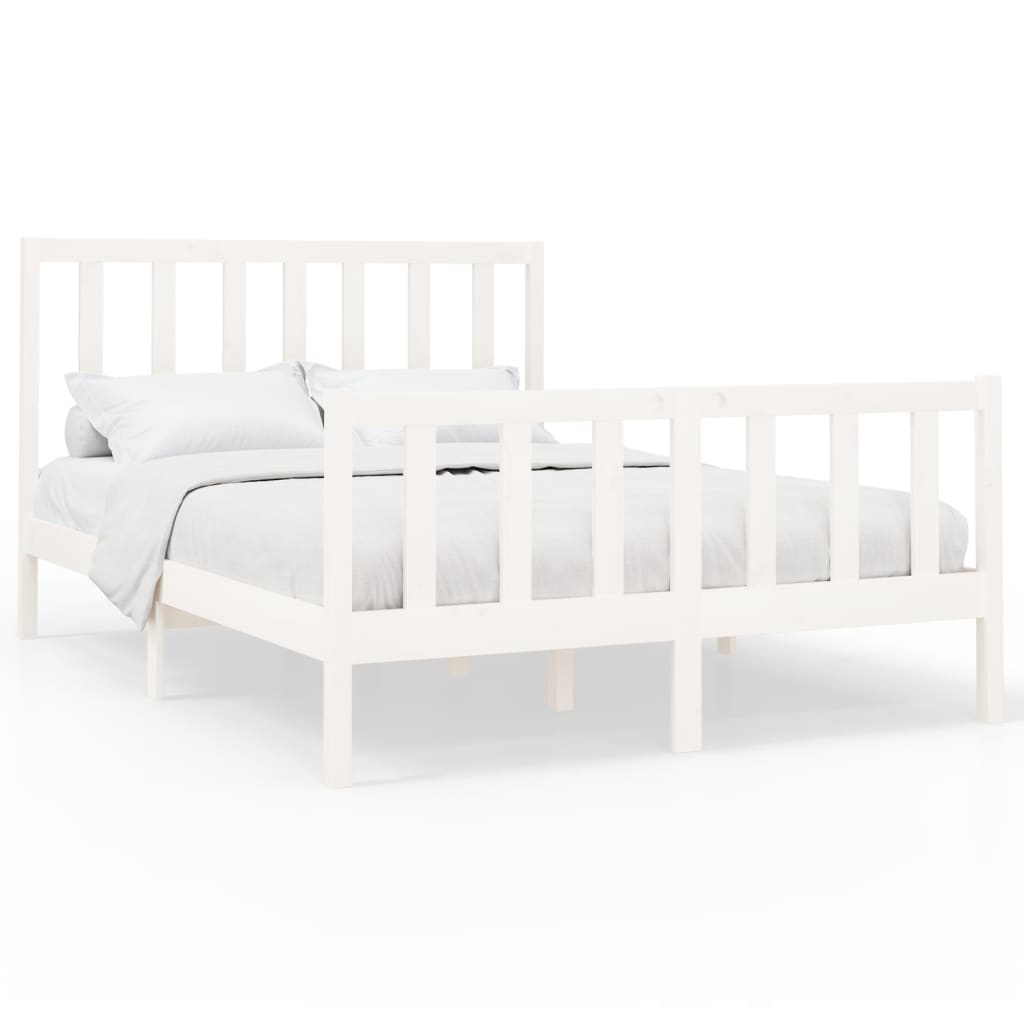 Cadre de lit sans matelas blanc 120x200 cm bois de pin massif