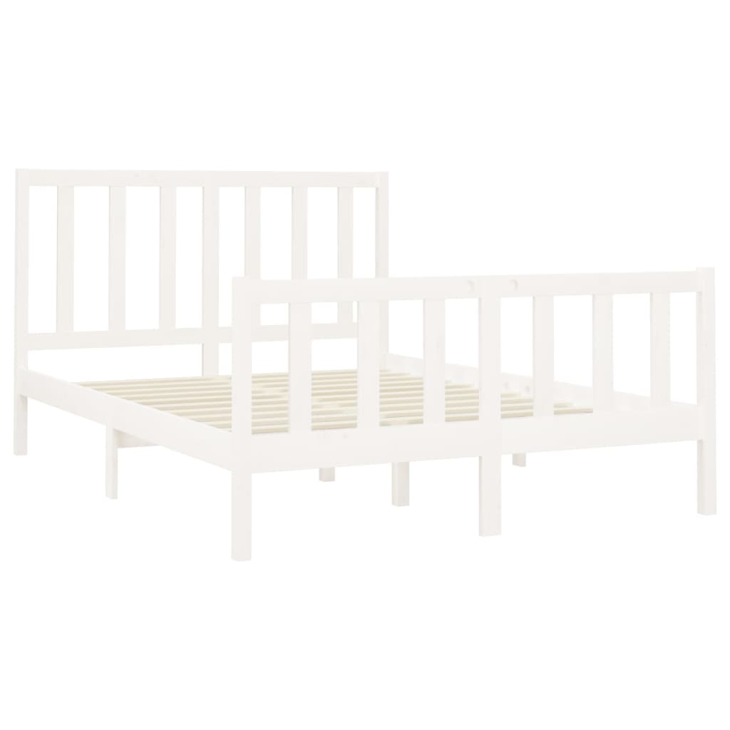 Cadre de lit sans matelas blanc 120x200 cm bois de pin massif