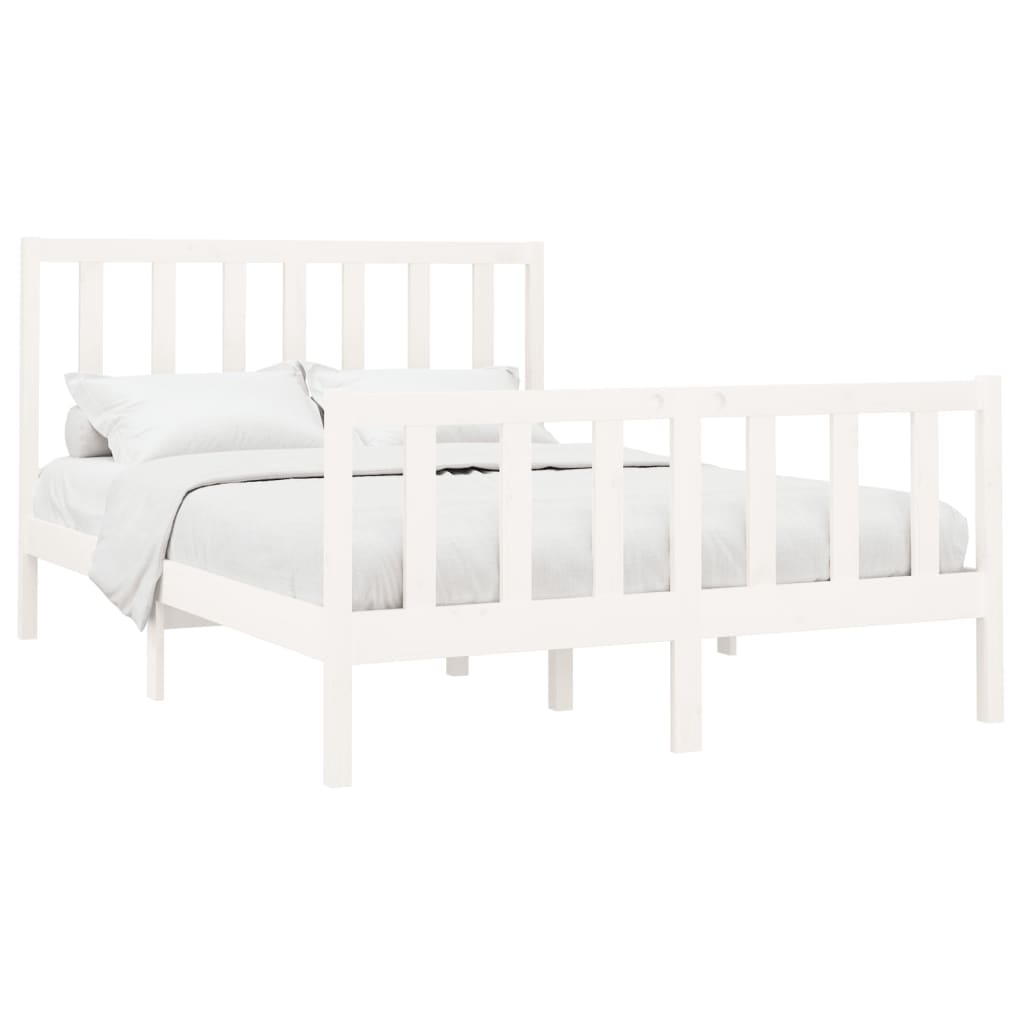 Cadre de lit sans matelas blanc 160x200 cm bois de pin massif