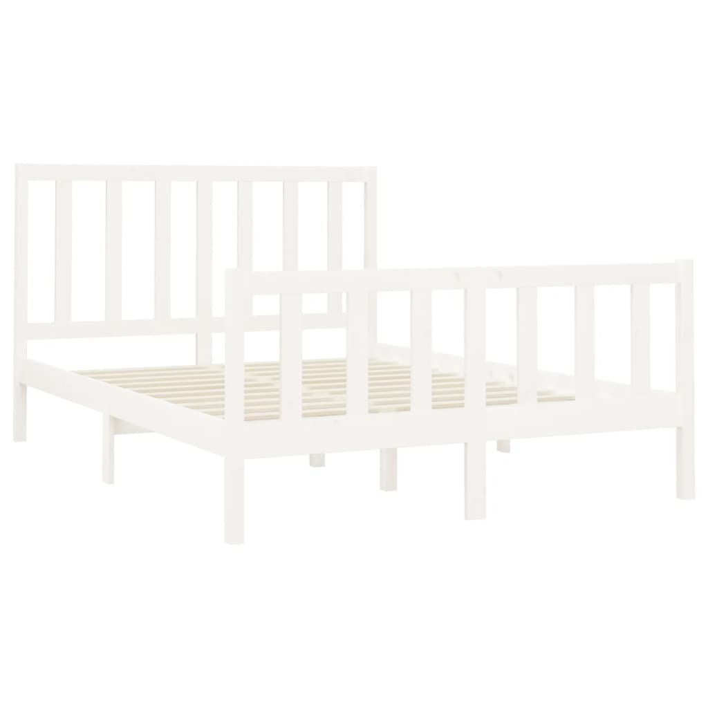 Cadre de lit sans matelas blanc 160x200 cm bois de pin massif