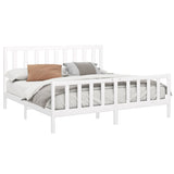 Cadre de lit sans matelas blanc 180x200 cm bois massif de pin