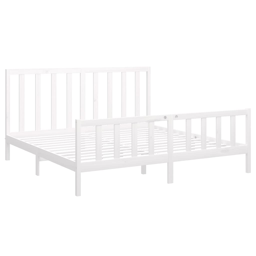 Cadre de lit sans matelas blanc 180x200 cm bois massif de pin