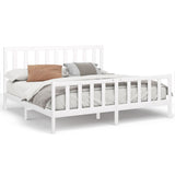 Cadre de lit sans matelas blanc 200x200 cm bois massif de pin