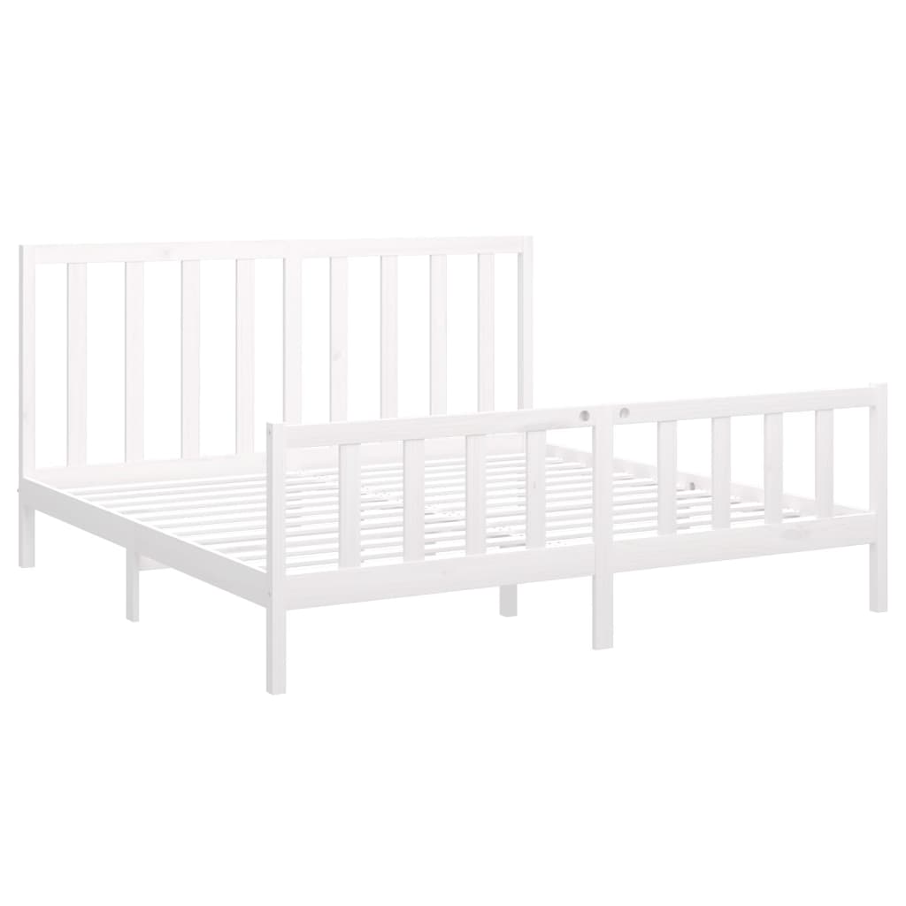 Cadre de lit sans matelas blanc 200x200 cm bois massif de pin