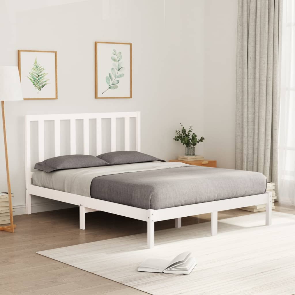 Cadre de lit sans matelas blanc 120x200 cm bois massif