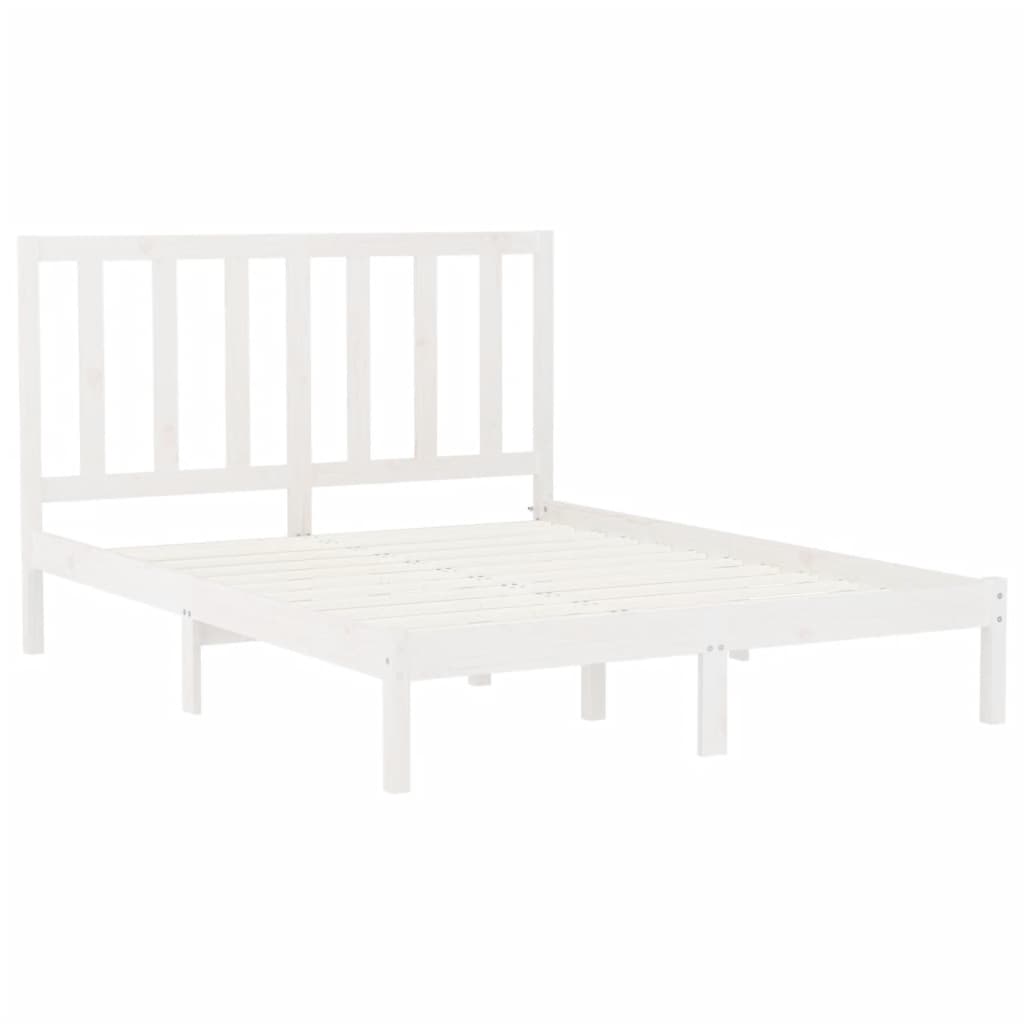 Cadre de lit sans matelas blanc 160x200 cm bois massif